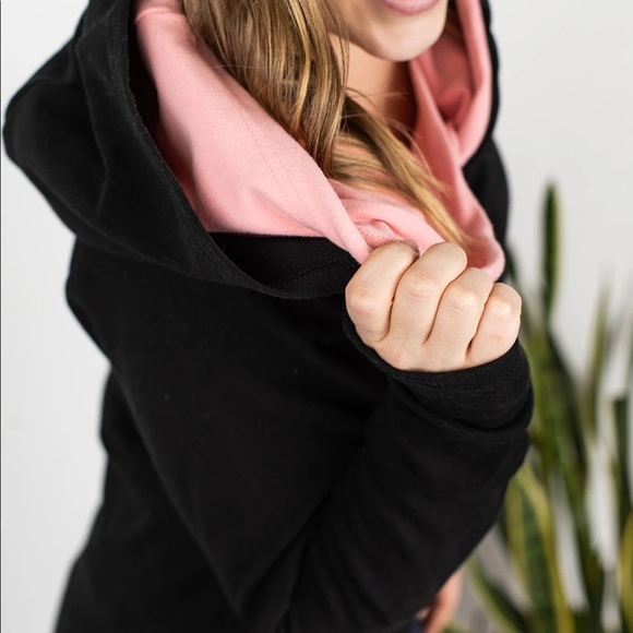 Blush & Black w/ rose gold zip hoodie - Picture 4 of 5